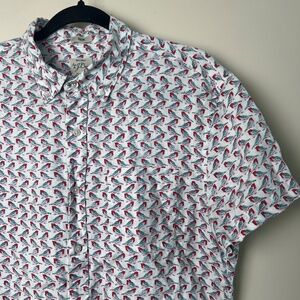 J.Crew Slim Fit Linen All over print Button Down Short Sleeve Men's Medium Shirt